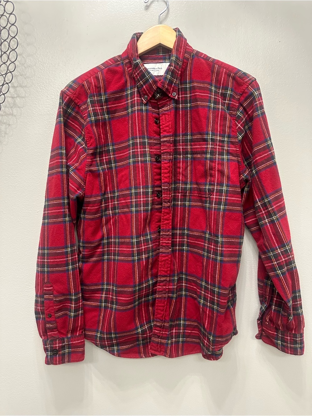 Abercrombie & Fitch Red Plaid Button-Down Shirt